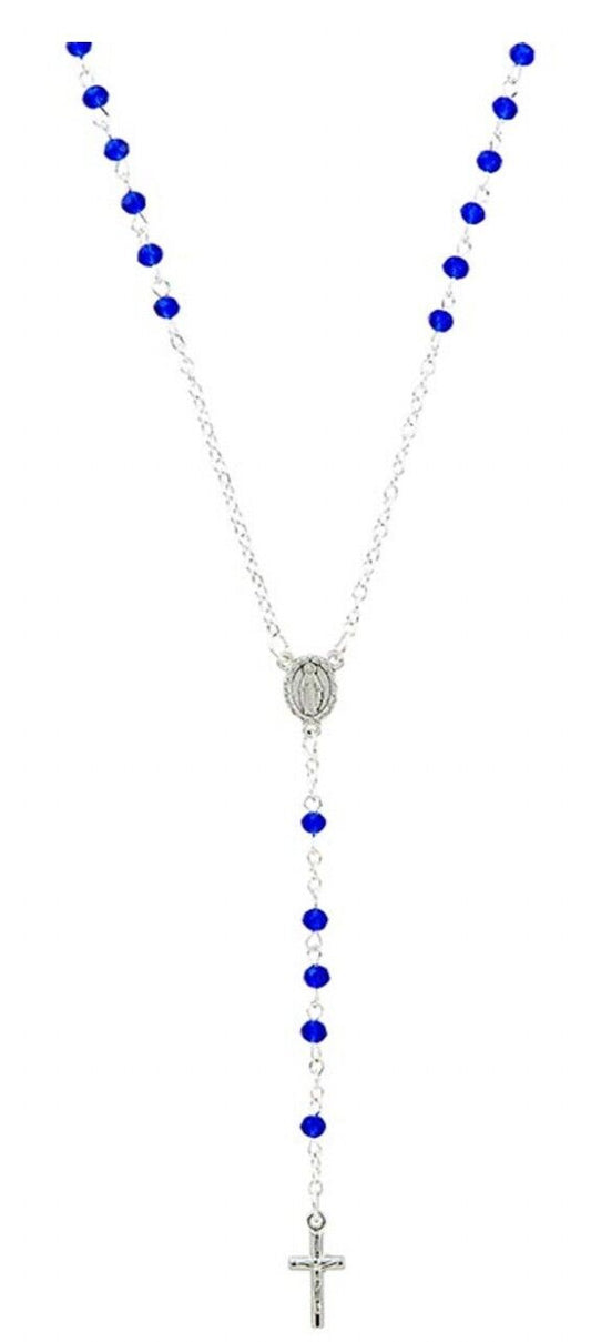 Sapphire Crystal Rosary 18" L Necklace, New  #AB-090 - Bob and Penny Lord
