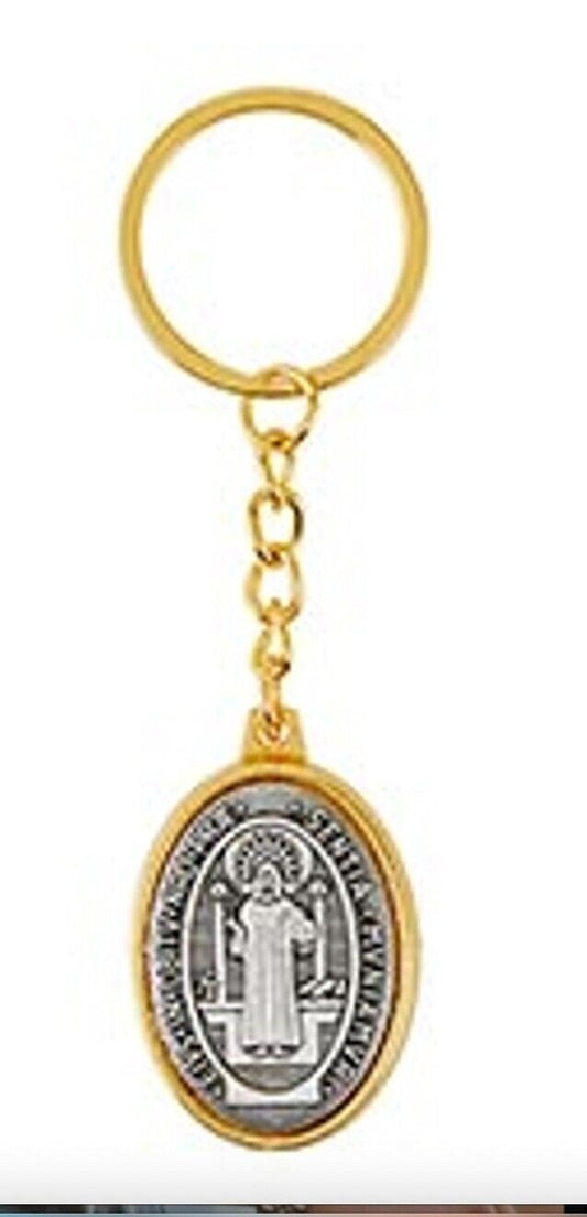 Saint Benedict Gold Tone Keychain, New  #MD-68 - Bob and Penny Lord