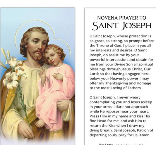 Saint Joseph Prayer Card + Medal & 20" Chain, New #AB-086