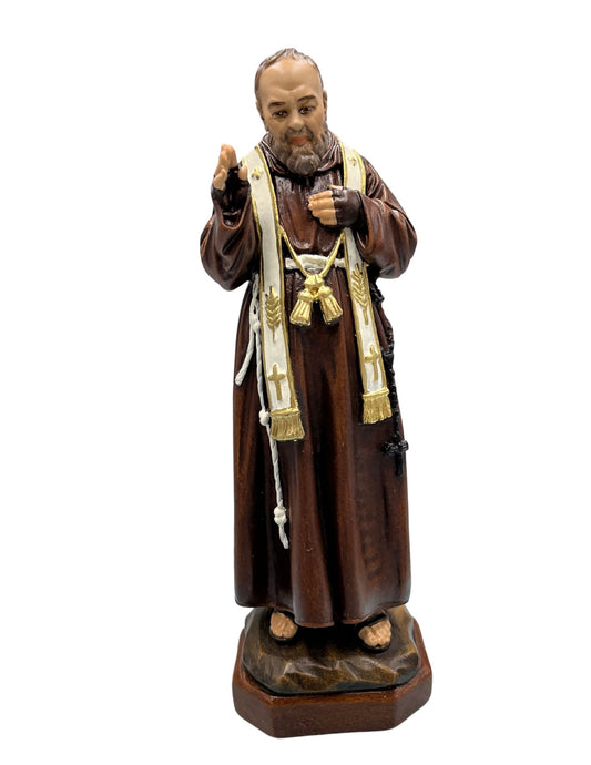 8 inch Saint Padre Pio Statue hand made in Colombia - Bob and Penny Lord