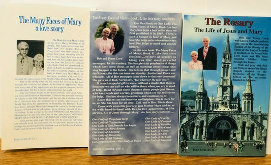 The Many Faces of Mary Books 1 + II + The Rosary, The Life of Jesus & Mary, New - Bob and Penny Lord