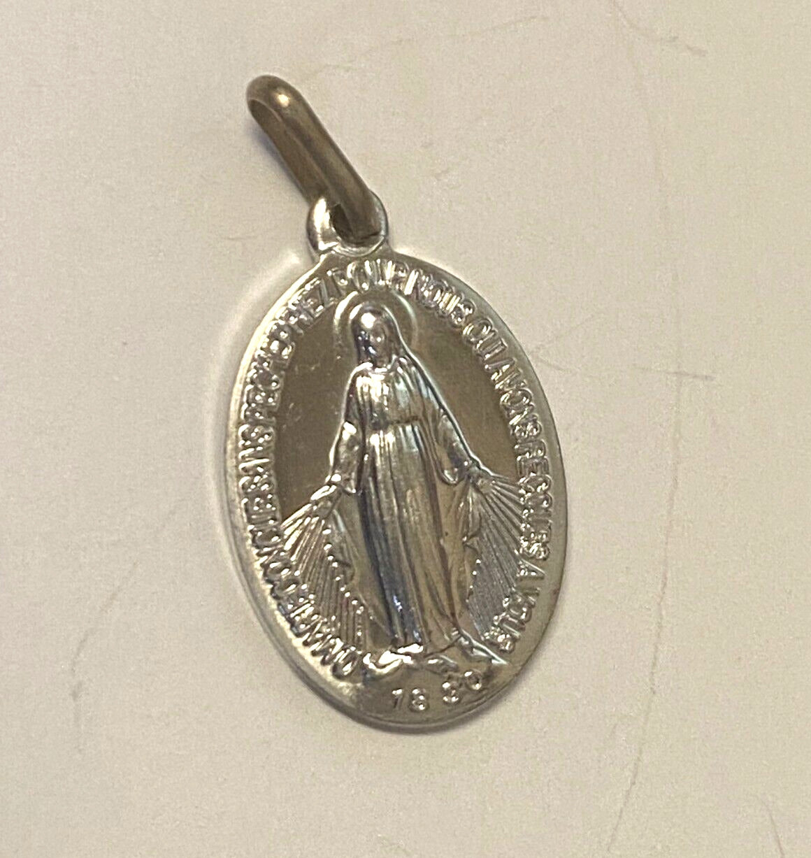 Our Lady of the Miraculous Silver tone  Image .50" Medal, New from Italy - Bob and Penny Lord