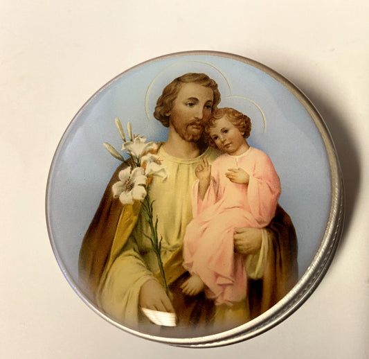 Saint Joseph Rosary Tin, Case,  New - Bob and Penny Lord