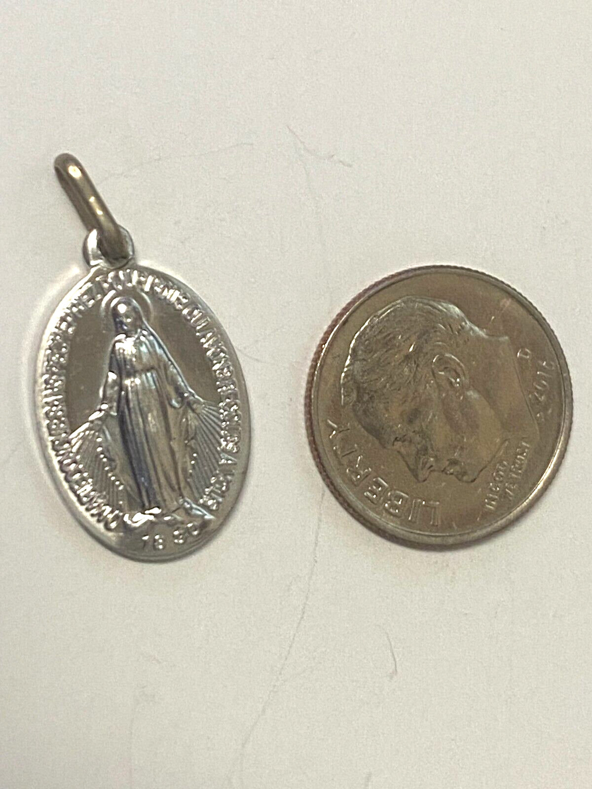 Our Lady of the Miraculous Silver tone  Image .50" Medal, New from Italy - Bob and Penny Lord