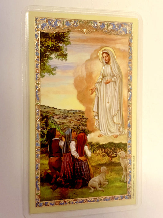 Our Lady of Fatima Laminated Novena Prayer Card, New - Bob and Penny Lord