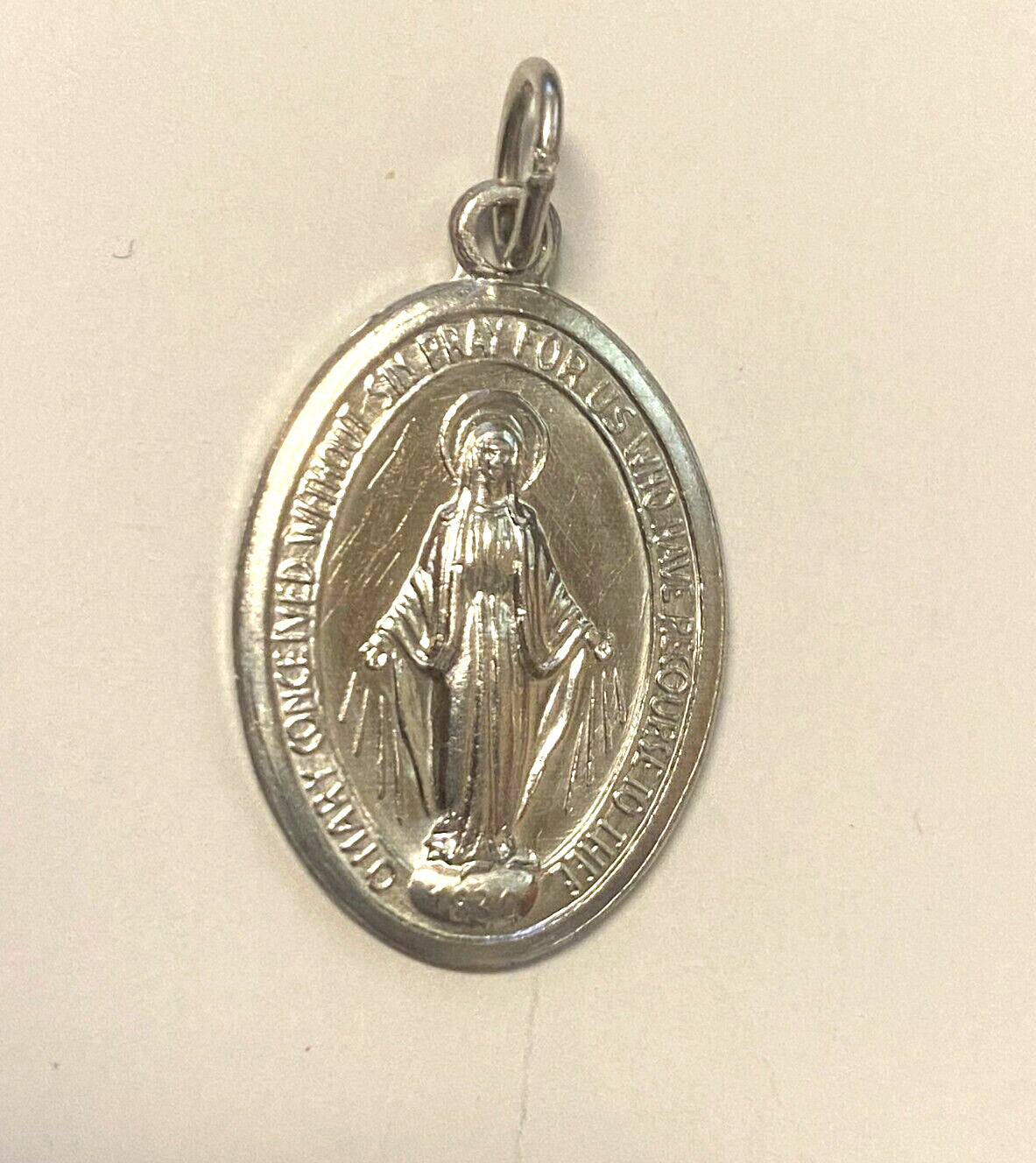 Our Lady of the Miraculous Silver tone  Image 1" Medal, New from Italy - Bob and Penny Lord