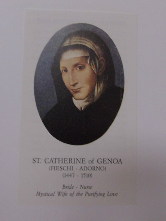 Saint Catherine of Genoa Prayer Card, From Italy - Bob and Penny Lord