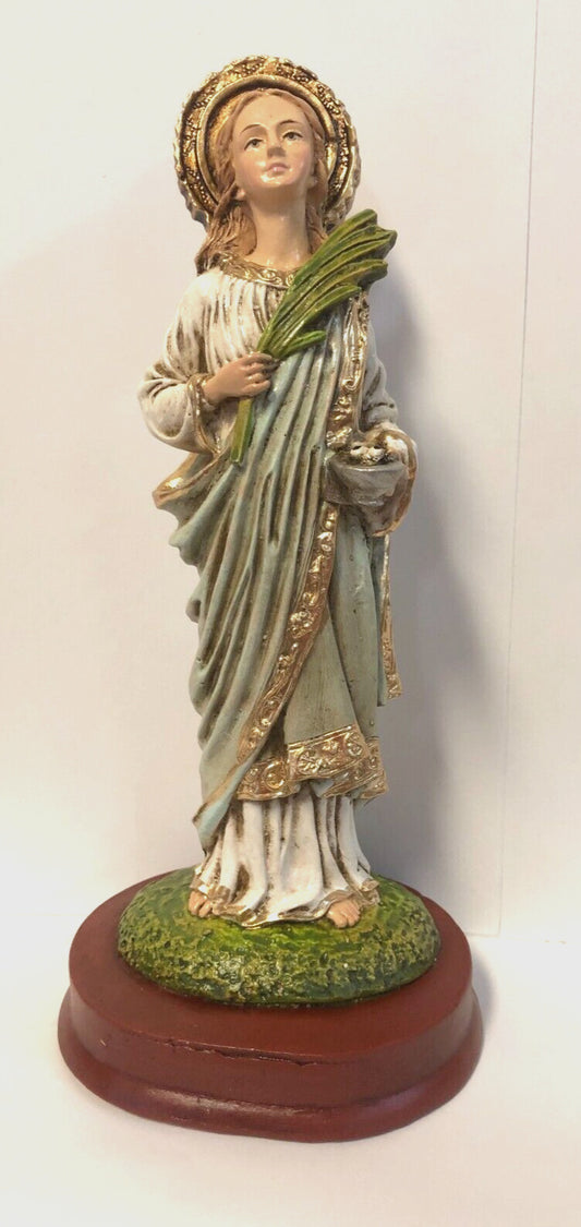 Saint Lucy  Hand Painted 8" Statue, New From Colombia #L015 - Bob and Penny Lord