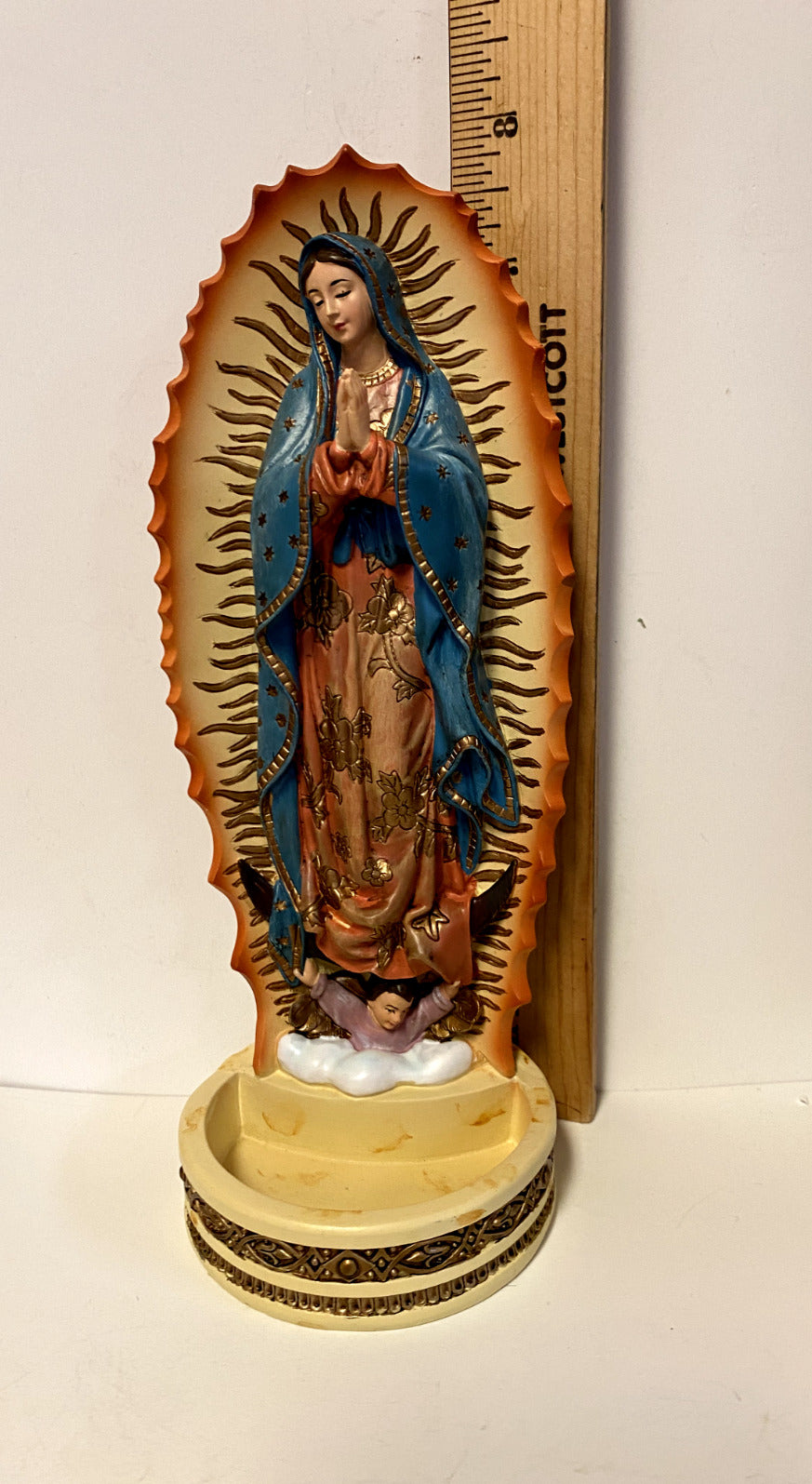 Our Lady of Guadalupe Rosary Holder  8"  Statue, New - Bob and Penny Lord