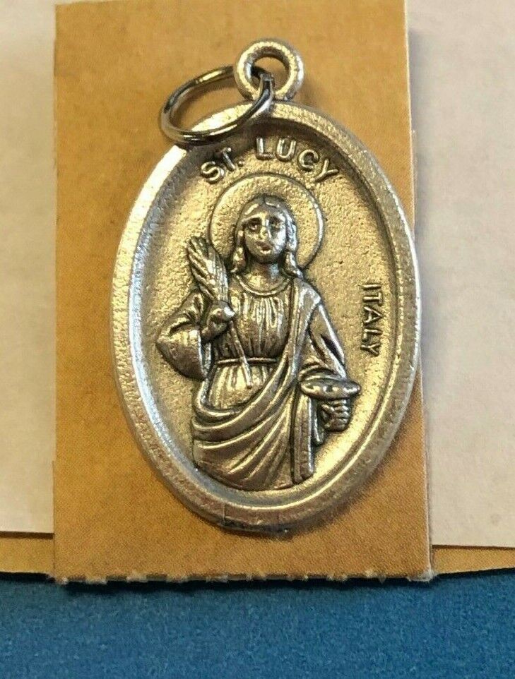 Saint Lucy Novena Prayer Card with Medal, New