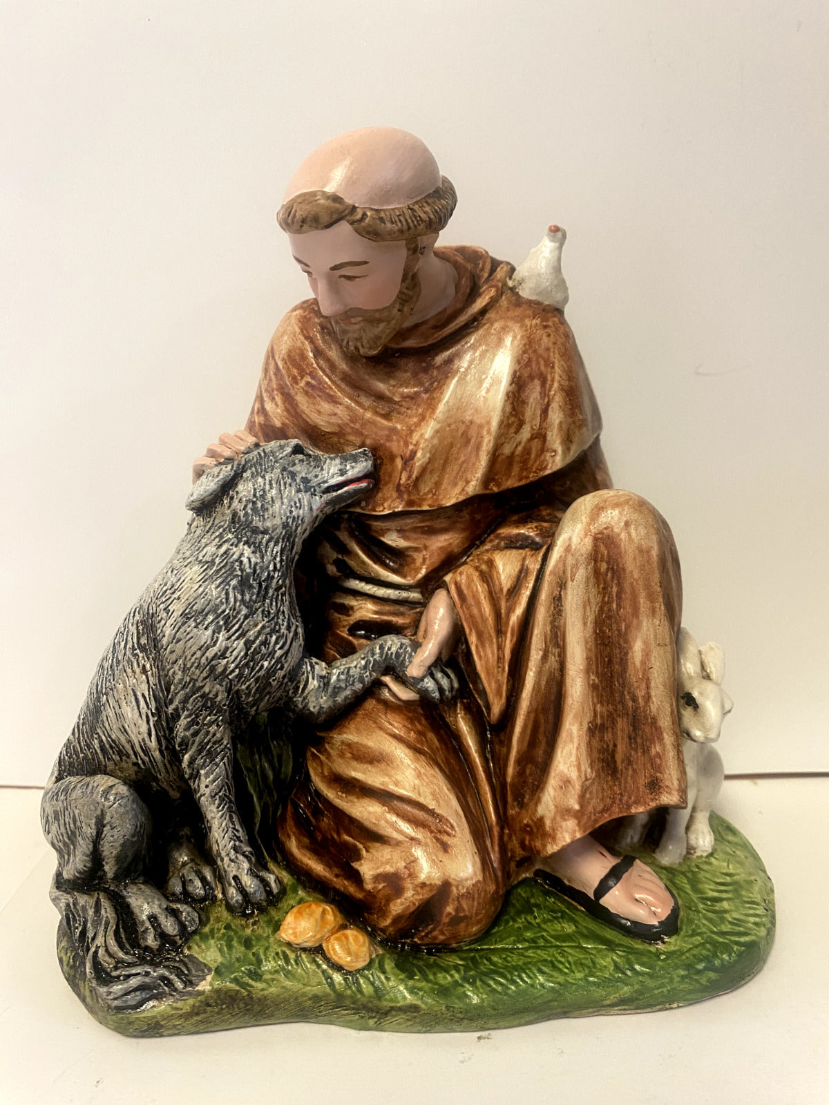 Saint Francis of Assisi with Wolf 6.5" Statue, New. from Colombia - Bob and Penny Lord