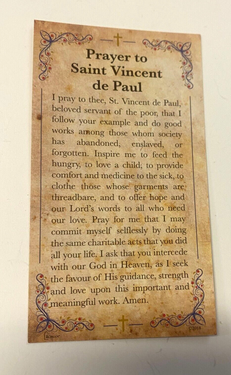 Saint Vincent de Paul 3.5" H Statue, + Biography & Prayer Card, New - Bob and Penny Lord