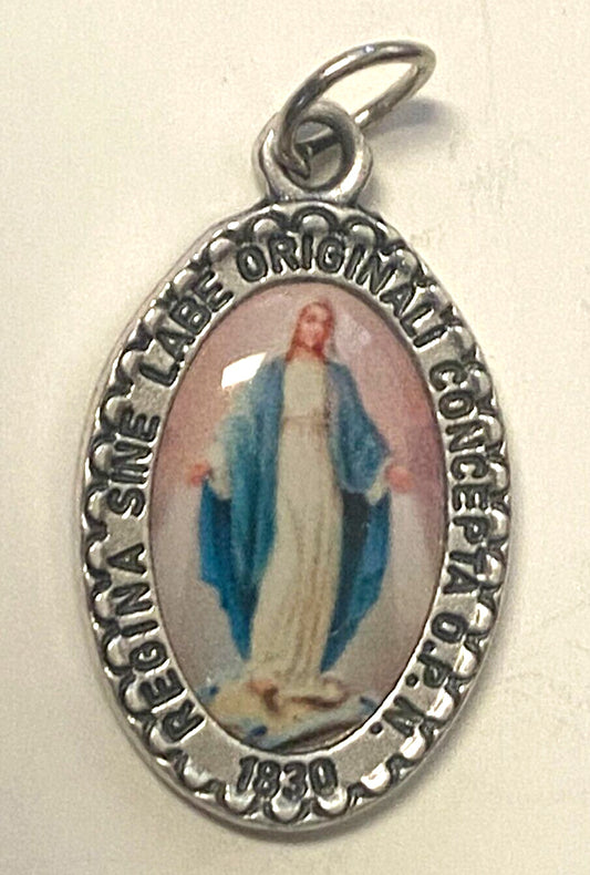 Our Lady of the Miraculous Medal Color Image 1" Medal, New from Italy - Bob and Penny Lord