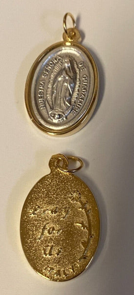 St Michael,Miraculous Medal & Our Lady of Guadalupe Gold/Silver tone Medal, New