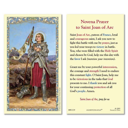 Saint Joan of Arc Laminated Novena Prayer Card, New - Bob and Penny Lord