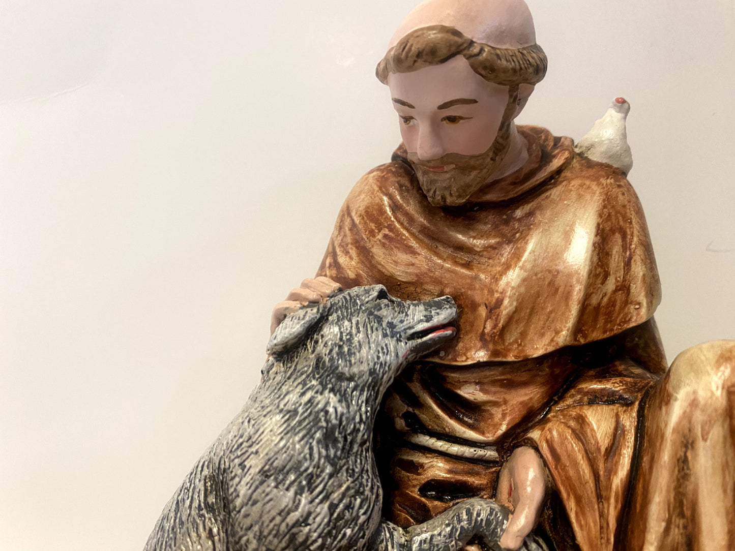 Saint Francis of Assisi with Wolf 6.5" Statue, New. from Colombia - Bob and Penny Lord