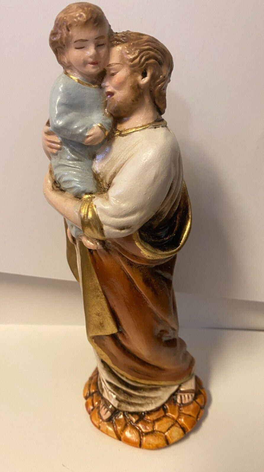Saint Joseph with Child "A Father's Hug", 7.25" Statue, New from Colombia - Bob and Penny Lord