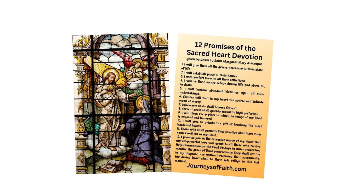 12 Promises of the Sacred Heart of Jesus Prayer Cards Laminated