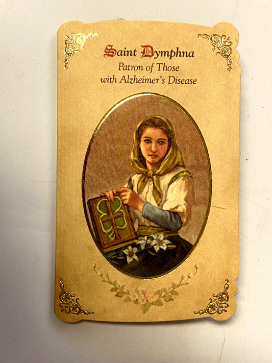 Saint Dymphna  Prayer Card + Medal, New from Italy