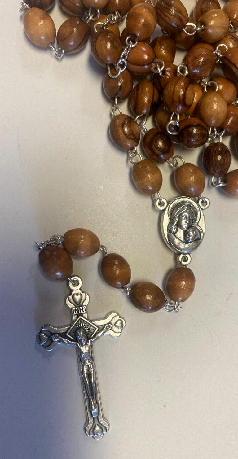 Olive Wood Large Bead Rosary,New from Jerusalem #3 - Bob and Penny Lord