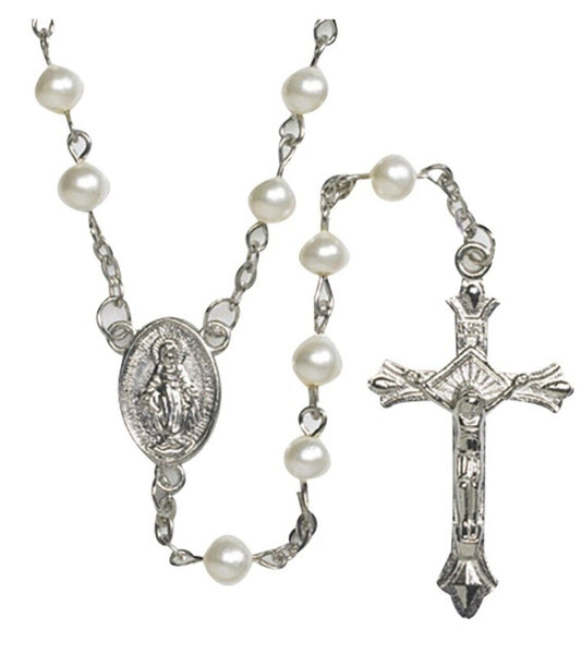 White Faux Pearl Rosary, New # AB-093 - Bob and Penny Lord