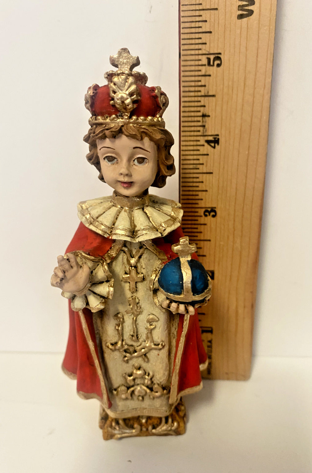 Infant Jesus of Prague Small Hand Painted  5" " Statue, New from Colombia #L010 - Bob and Penny Lord