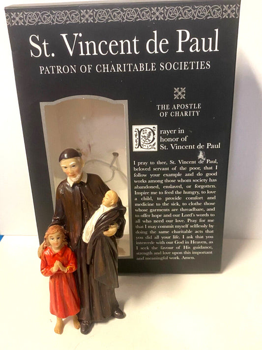 Saint Vincent de Paul 3.5" H Statue, + Biography & Prayer Card, New - Bob and Penny Lord