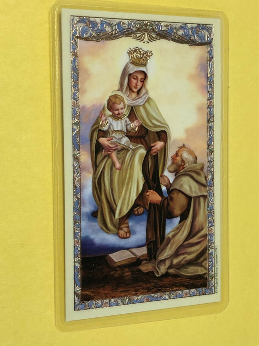 Our Lady of Mount Carmel Laminated Prayer Card, New - Bob and Penny Lord