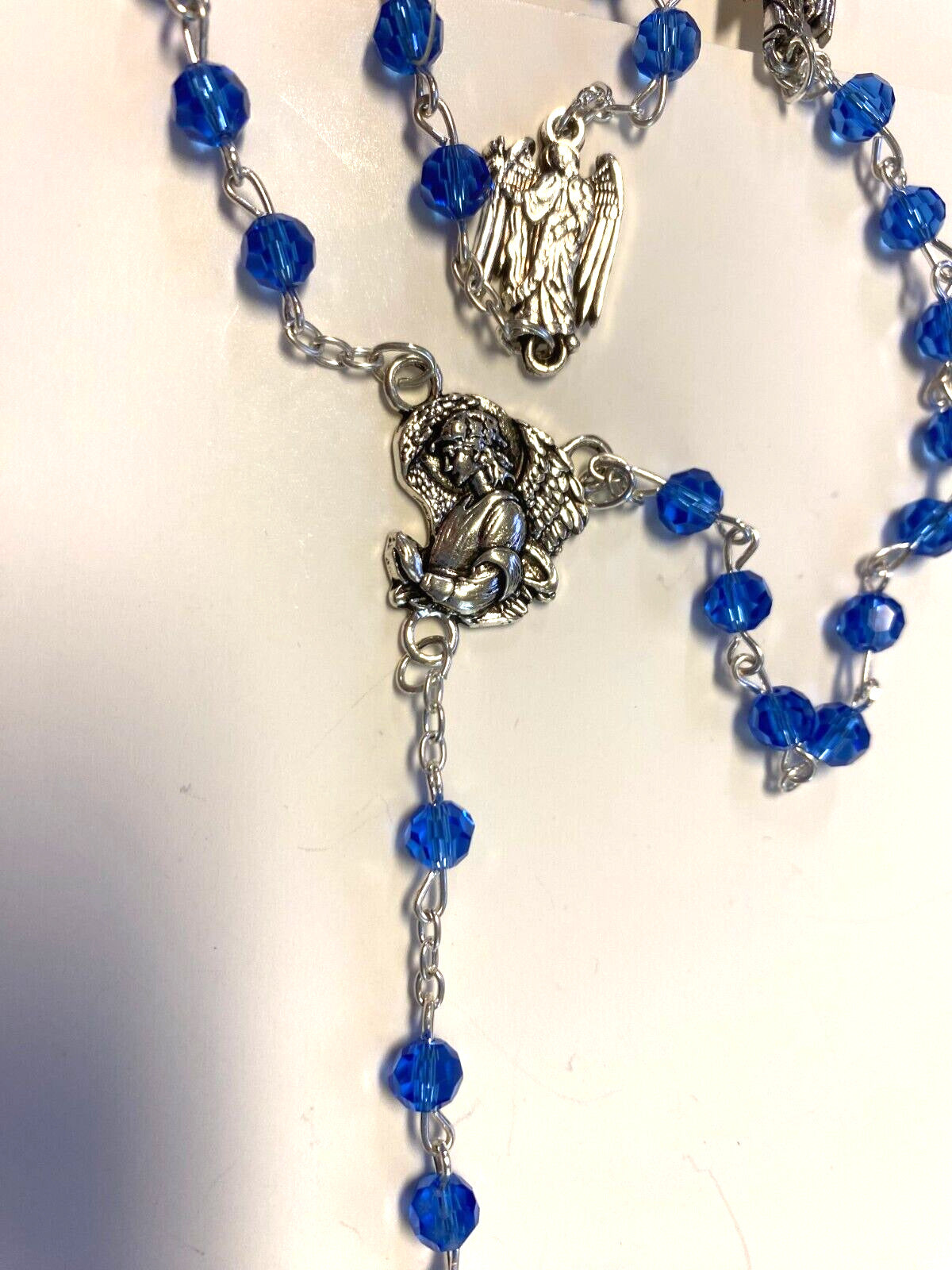 Saint Michael & Archangels Blue Glass Beads Rosary,  New - Bob and Penny Lord