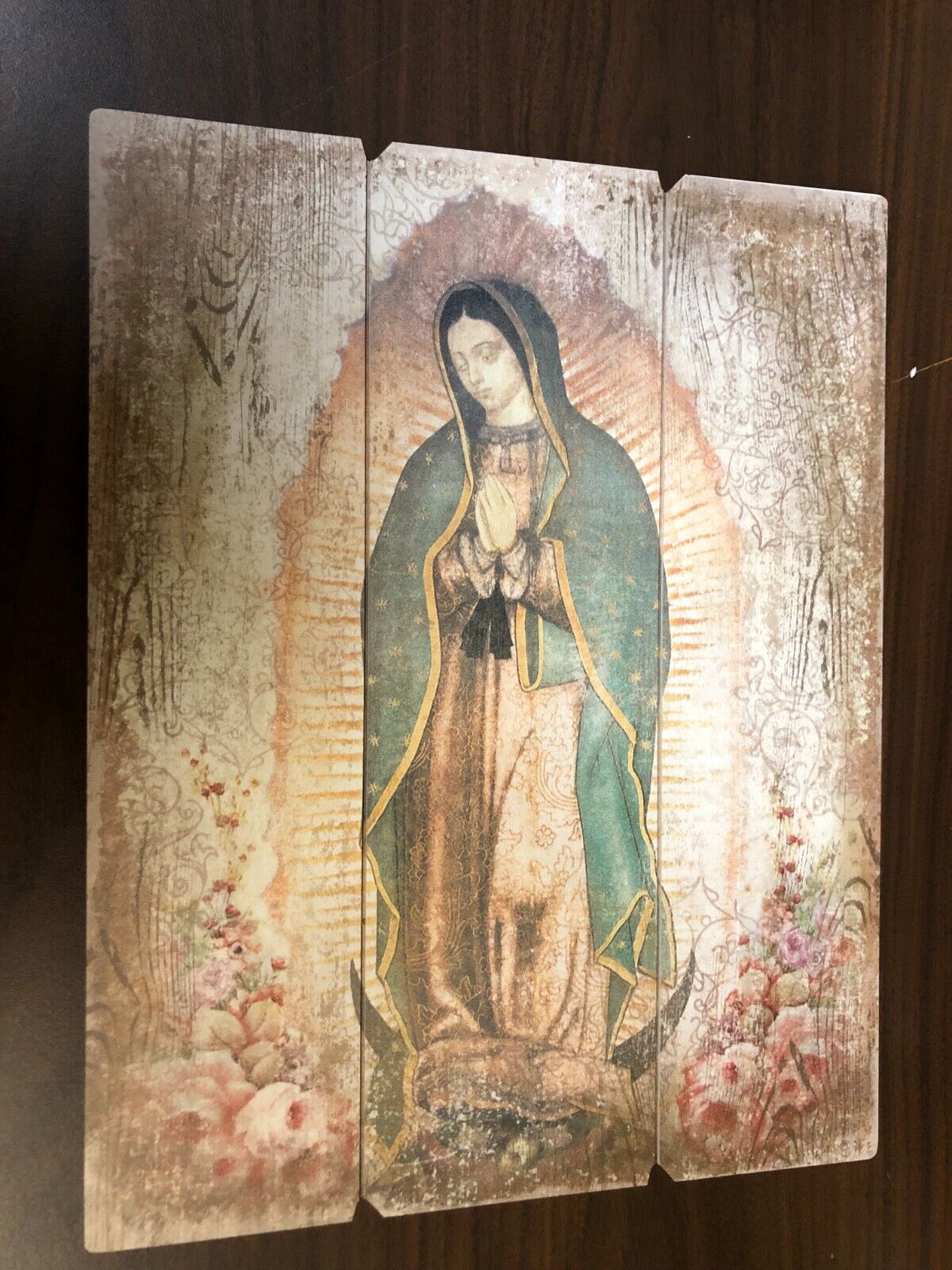 Our Lady of Guadalupe Image set on Wood Pallet,  New - Bob and Penny Lord