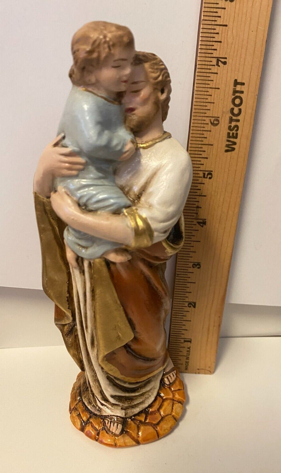 Saint Joseph with Child "A Father's Hug", 7.25" Statue, New from Colombia - Bob and Penny Lord