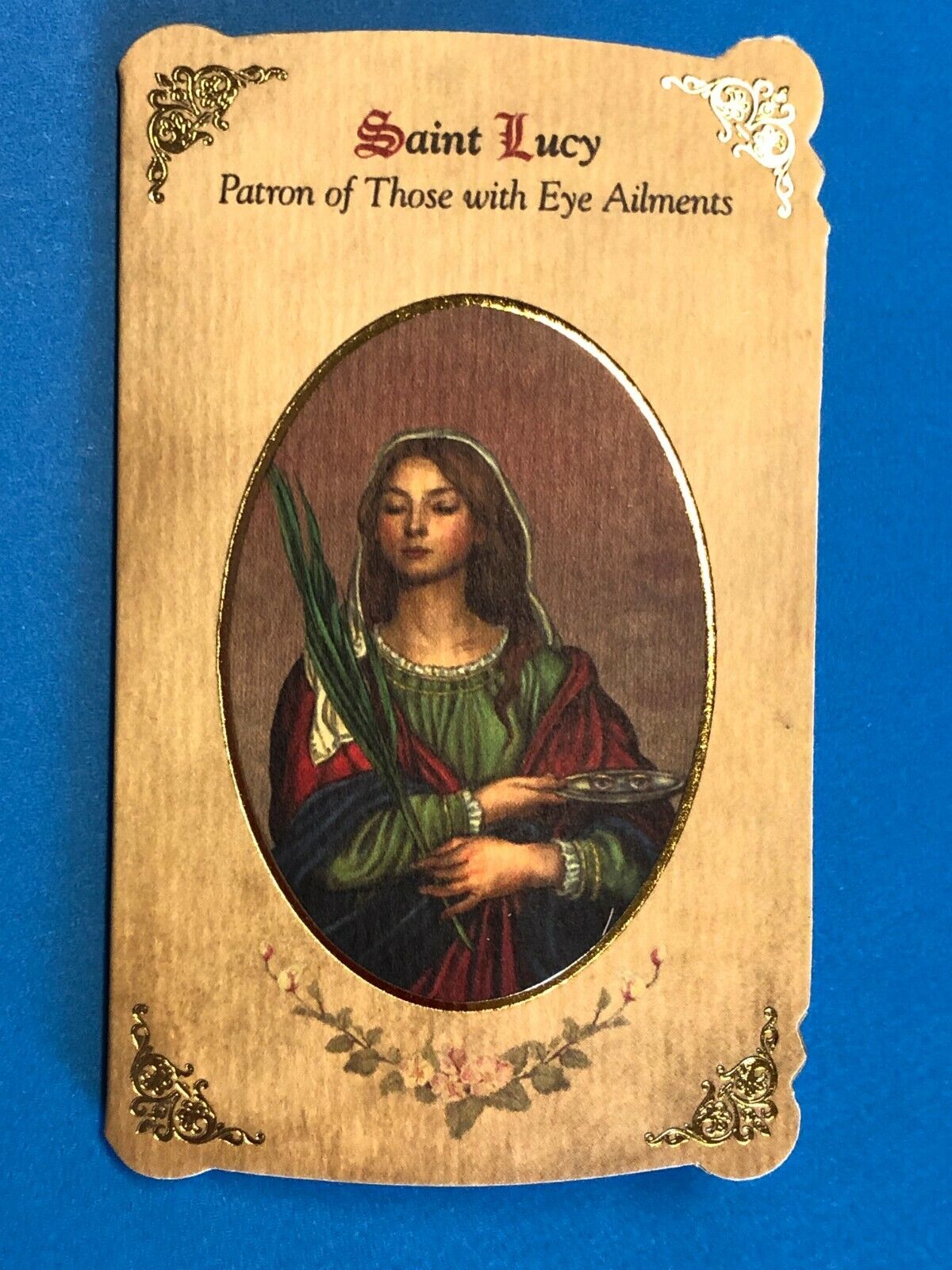 Saint Lucy Novena Prayer Card with Medal, New - Bob and Penny Lord