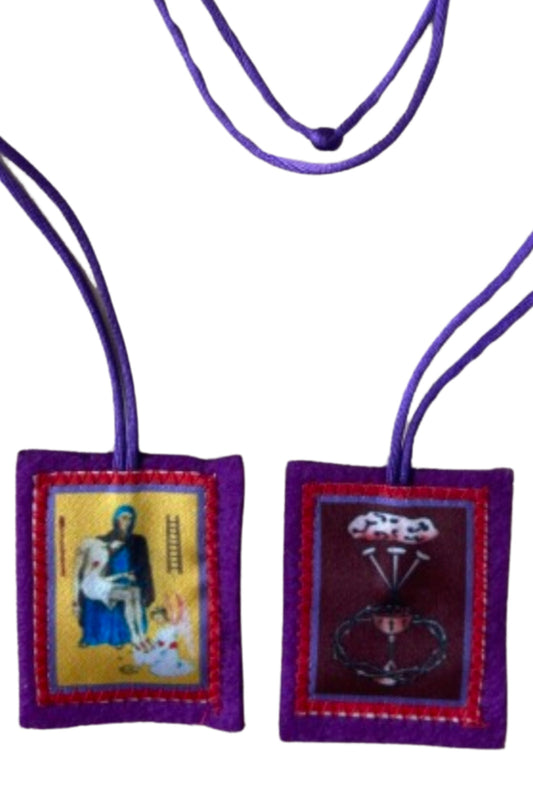Purple Scapular hand made in Colombia - Bob and Penny Lord