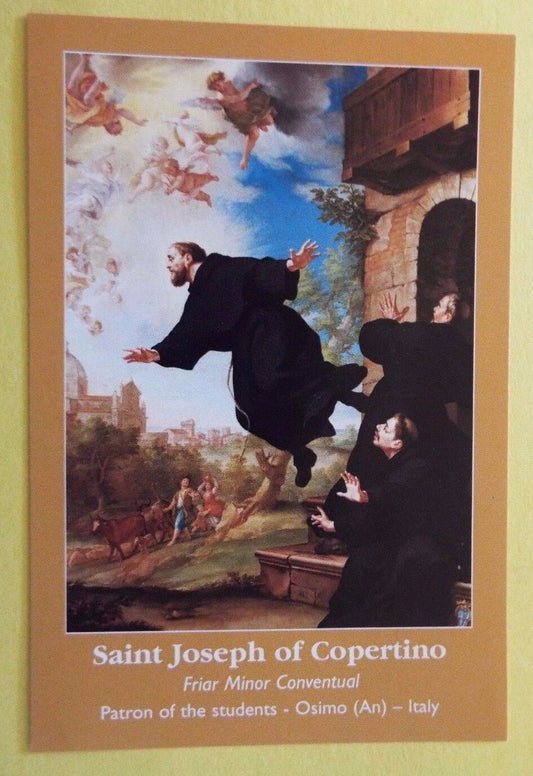 Saint Joseph of Cupertino (Patron of Students) Prayer Card, New from Italy - Bob and Penny Lord