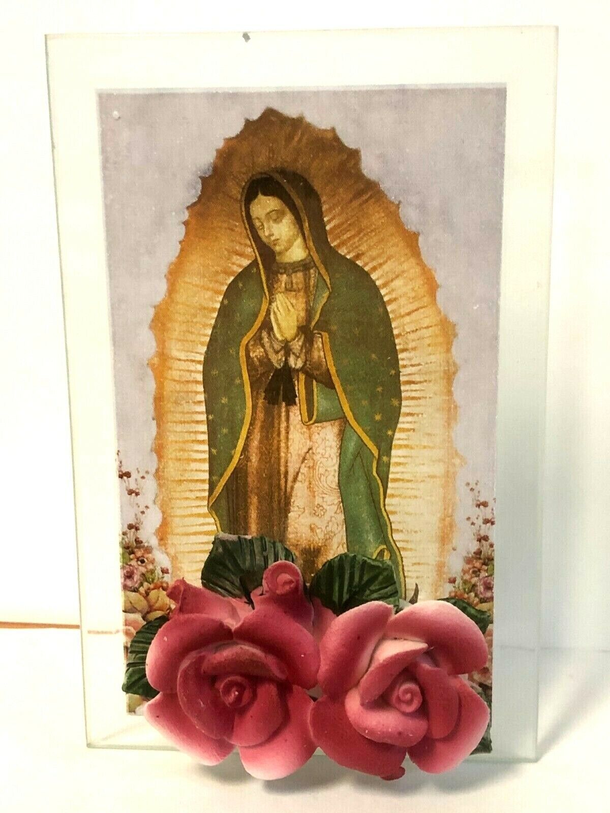 Our Lady of Guadalupe Votive Glass Holder 4.75", New - Bob and Penny Lord