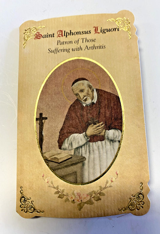 Saint Alphonsus Ligouri "Arthritis Prayer" Card + Medal, New from Italy - Bob and Penny Lord