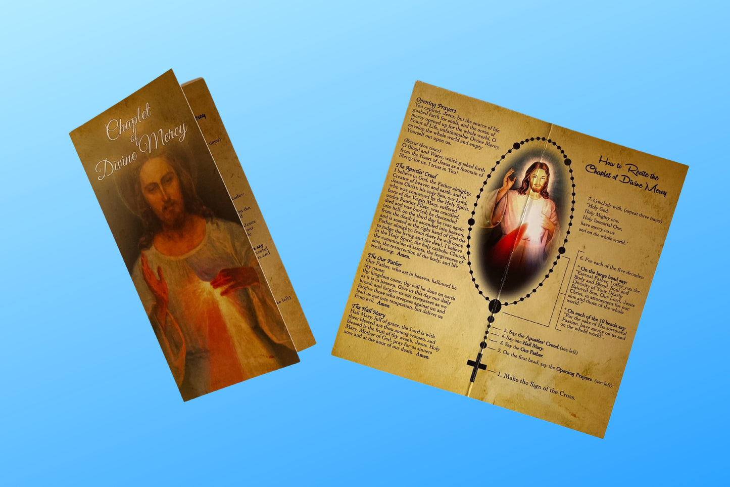 3 Pack Chaplet of Chaplet of Divine Mercy Bifold Prayer Card - Bob and Penny Lord