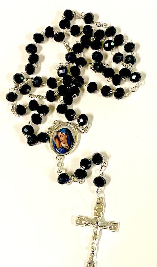 Blessed Mother Black Handmade  Rosary, New from Colombia #L063 - Bob and Penny Lord