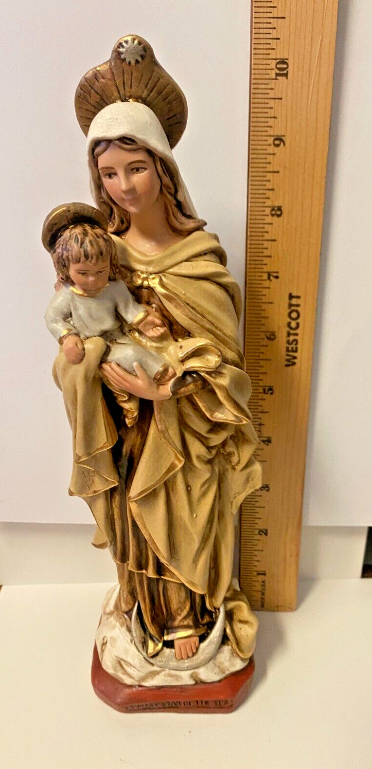 Our Lady Mary Star of the Sea Hand Painted 10.5" Statue, New From Colombia #L013 - Bob and Penny Lord