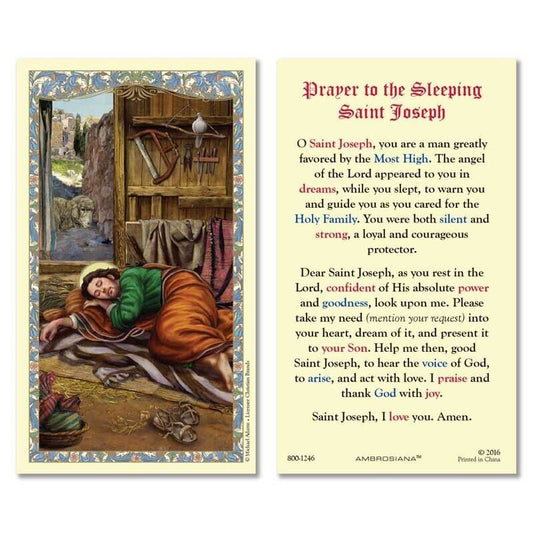 Saint Joseph Sleeping Laminated Prayer Card, New - Bob and Penny Lord