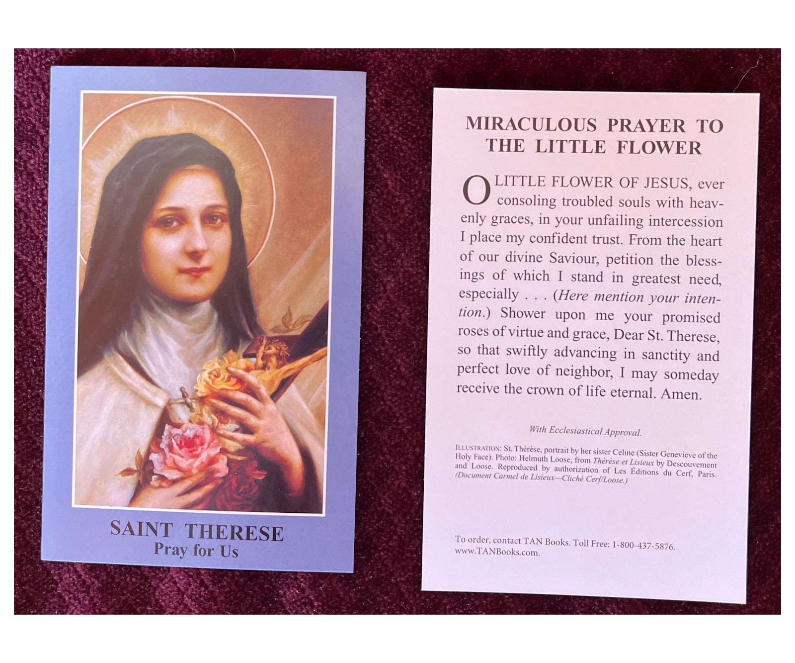 Saint Therese Miraculous Prayer Card - Bob and Penny Lord
