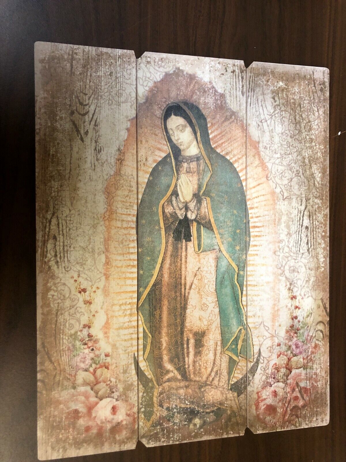Our Lady of Guadalupe Image set on Wood Pallet,  New - Bob and Penny Lord