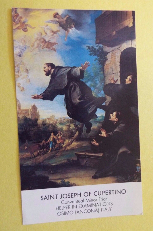 Saint Joseph of Cupertino Prayer Card for a good life.  New from Italy - Bob and Penny Lord