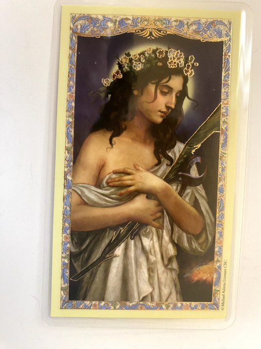 Saint Agatha  (Patron Saint Against Breast Diseases), Laminated Prayer Card, New - Bob and Penny Lord
