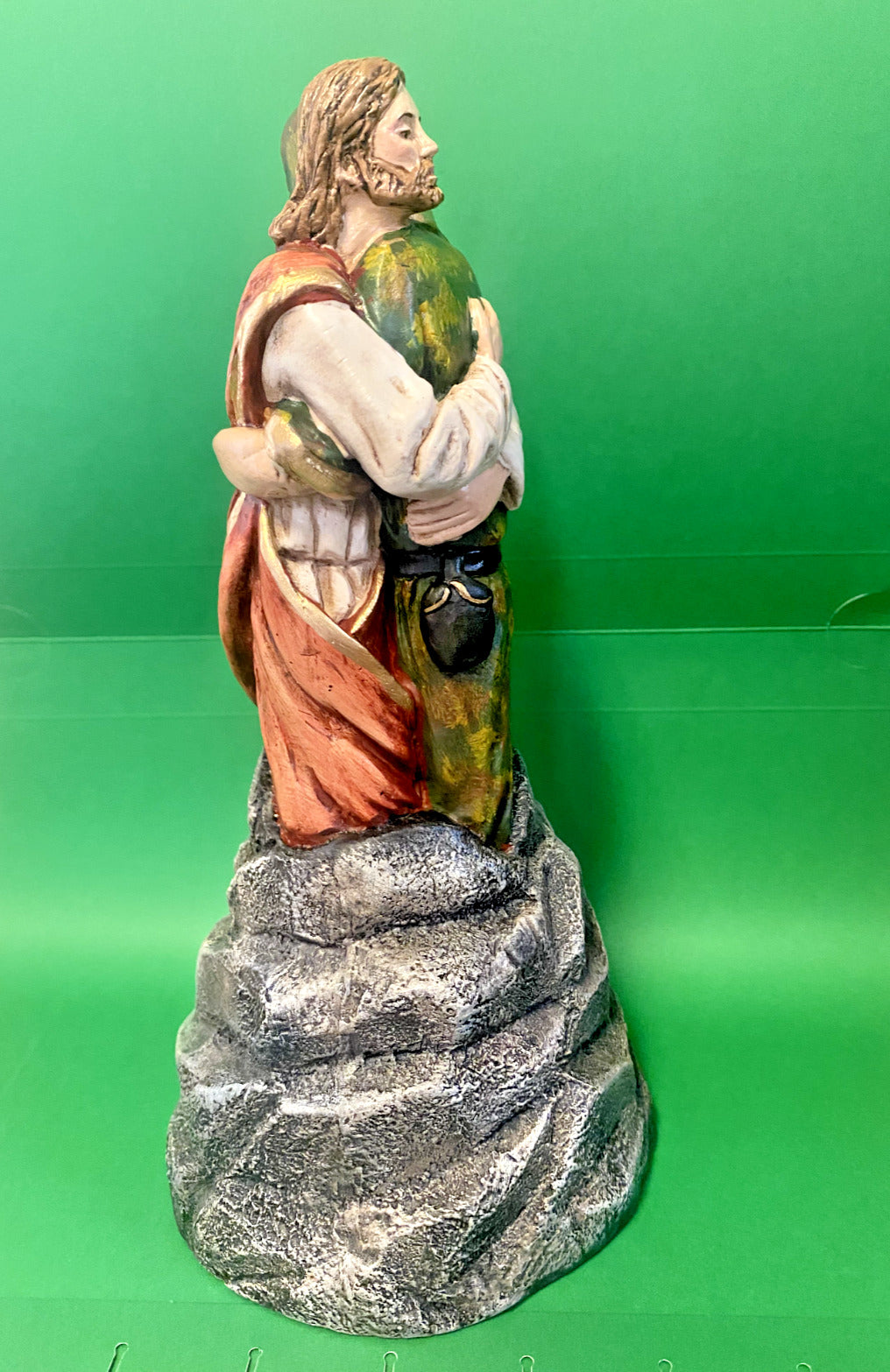Jesus Hugging a Soldier, Hand Painted 9.25" Statue, New from Colombia #L022 - Bob and Penny Lord