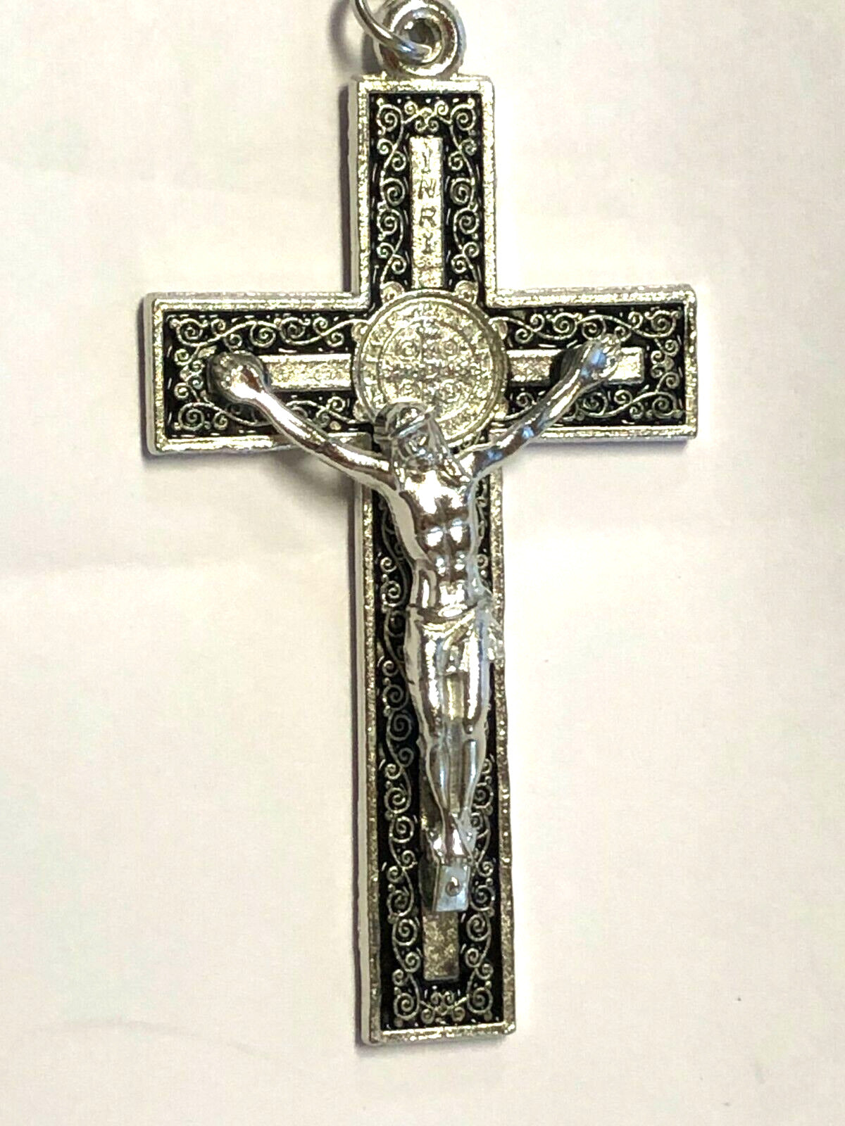 Saint Benedict Black & Silver Crucifix,  New - Bob and Penny Lord