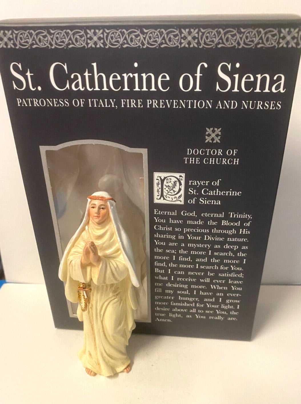 Saint Catherine of Siena Small 3.75"  Statue, Bio & Prayer Card, New #RM- - Bob and Penny Lord