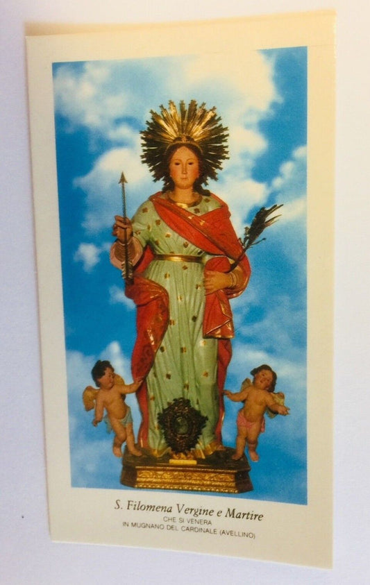 Saint Philomena Prayer Card, New from Italy