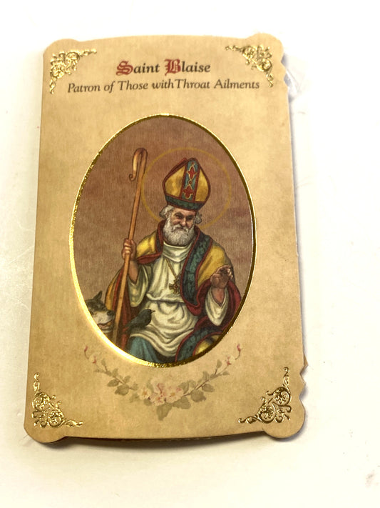 Saint Blaise Prayer folder + Medal, New - Bob and Penny Lord