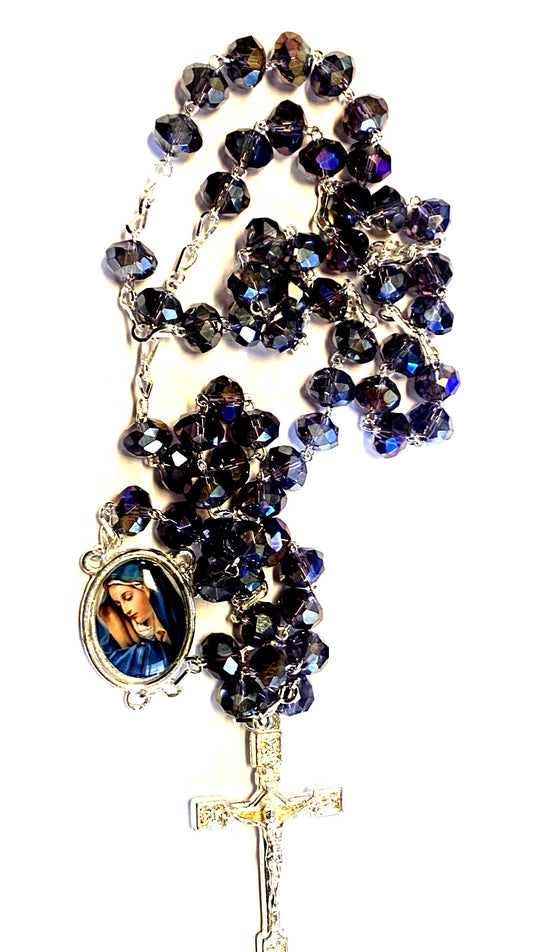 Blessed Mother Dark Violet  Handmade  Rosary, New from Colombia #L064 - Bob and Penny Lord